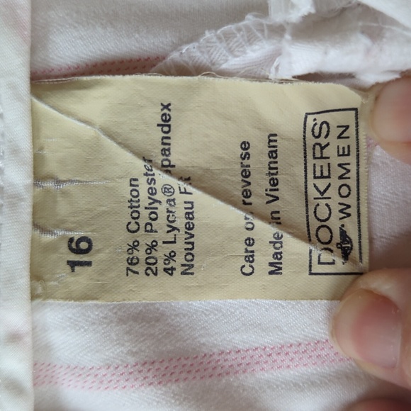 Dockers Women Striped Capri Pants 16 White Pink - Picture 3 of 13